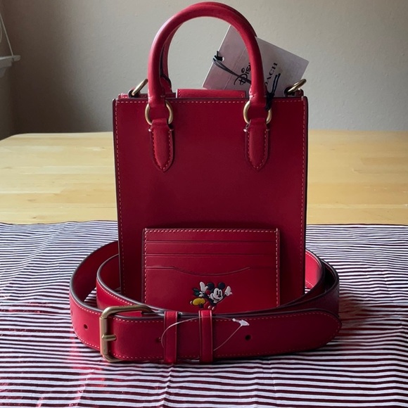 🎁 DISNEY X COACH NORTH SOUTH MINI TOTE WITH MINNIE MOUSE AND CARD CASE 🎁 - Picture 5 of 16